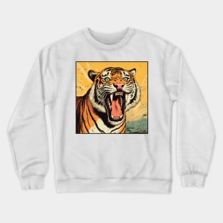 Colorful Tiger Cartoon Vintage Bengals Tiger Drawing Comics Fearless Tiger Crewneck Sweatshirt